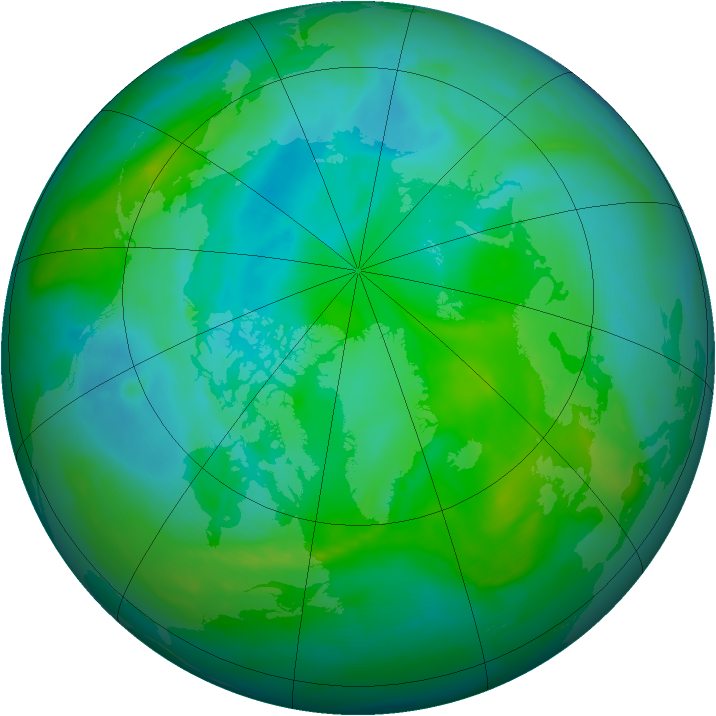 Arctic ozone map for 15 August 2008